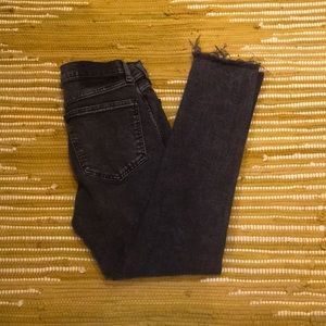 Black GAP cigarette jeans with frayed ankles